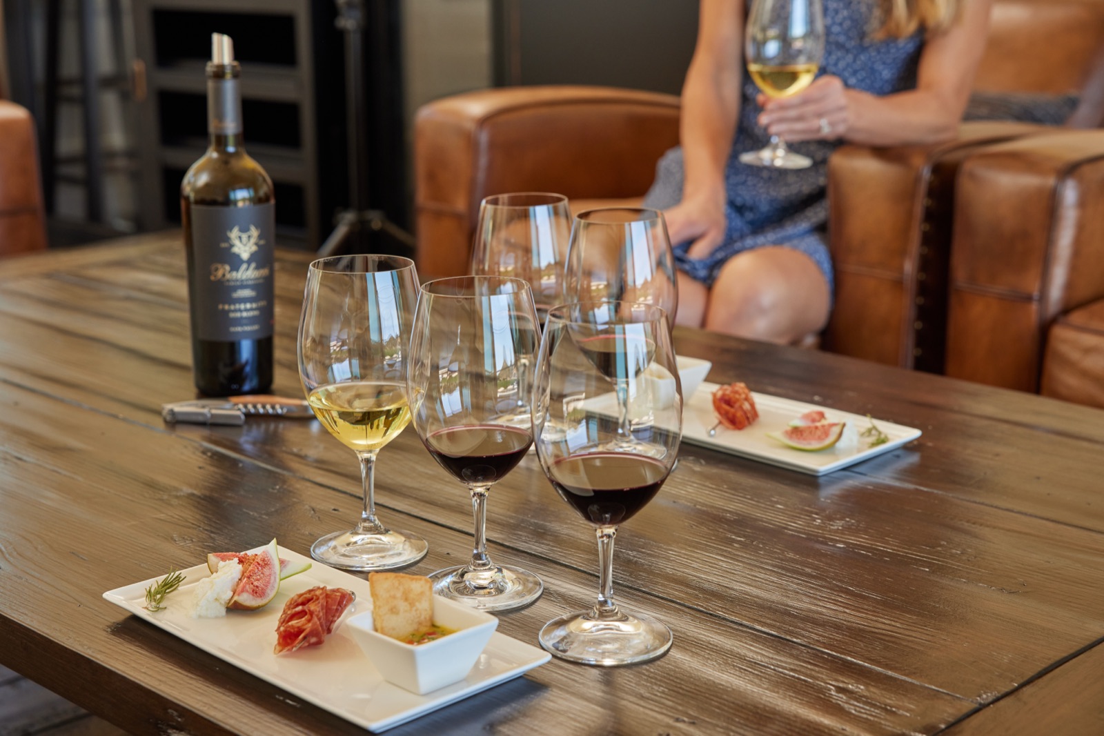 Tasting flight of Baldacci wines with food pairings set for a private tasting in the Stags Leap District