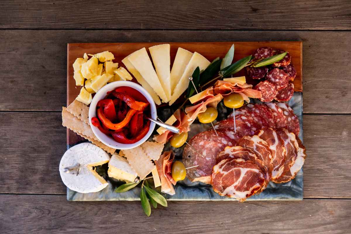 a cheese and charcuterie platter