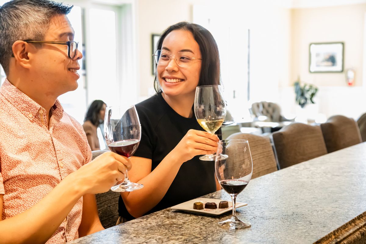 Enjoying wine by the glass at Baldacci Family Vineyards